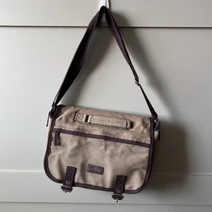 Sachi Crossbody Insulated Zippered Lunch Tote Messenger Bag Brown Trim Canvas - Picture 1 of 19
