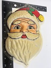Blow Molded Plastic Santa Clause Face Christmas Vintage 7”x10” Wall Hanging