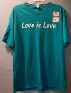 COLUMBUS PRIDE T-SHIRT ADULT L GREEN LOVE IS LOVE UG22 - Picture 1 of 2