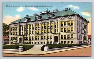 Manchester NH Central Classical High School De Colección Postal Vista Lino Sin Usar - Imagen 1 de 4