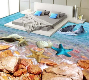 3D Sea Starfish Dolphin1 Floor WallPaper Murals Wall Print Decal 5D AJ WALLPAPER - Picture 1 of 6