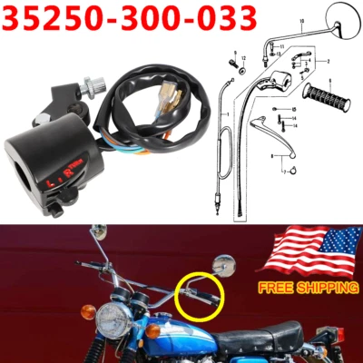 Left Horn Turn Signal Switch Repla 35250-300-033 For Honda CB750 175 350 450 500 - Image 1 of 4