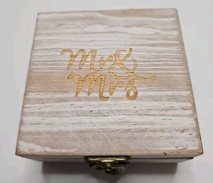 Empty Ring Box FOR Mr & Mrs Rustic Wood 2x4x4" Engagement Gift No Rings - Picture 1 of 10