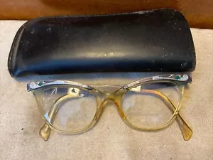 VINTAGE MCM 1950’s LIBERTY CAT EYE BIFOCAL EYEGLASSES USA 5-1/2 (Cracked Lens) - Picture 1 of 9