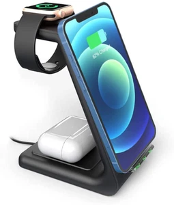 Wireless Charger Stand, GEEKERA 3 in 1 Fast Wireless Charging Station Dock - Picture 1 of 7