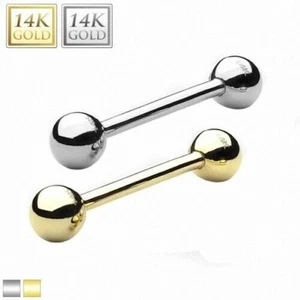 Piercing 585 Gold 14 Karat Barbell Zungenpiercing Ohr Intim Brustwarzenpiercing - Bild 1 von 3