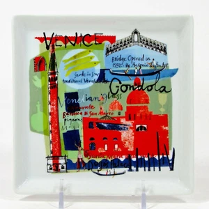Crate & Barrel TRAVEL - VENICE 5.75" Square Plate Porcelain Italy City 573-666 - Picture 1 of 8