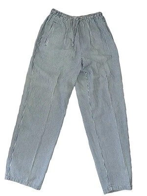 NOS Marsh Landing Elastic Waist Cotton Pants Petite Medium Blue White Stripes - Image 1 of 4