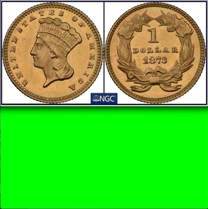 1873 NGC MS63PL Looks Proof! 🔴 PROOFLIKE on NGC Tag! ✅ Gold Dollar ✅ Rare in PL - Picture 1 of 4