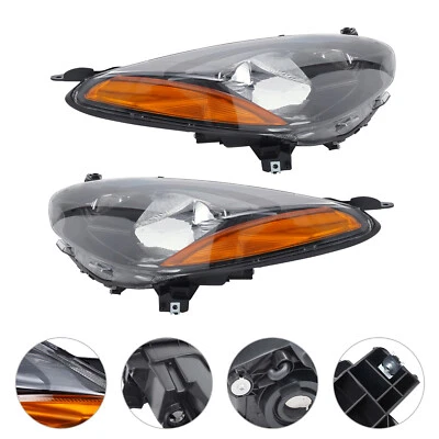 Pair Halogen Headlights Left&Right Side Headlamp For 2011 2012 2013 2014 Mazda 2 - Image 1 of 4