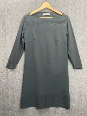 Chiara Boni La Petite Robe Gray 3/4 Sleeve Dress Midi Fancy Size 48 Italy FLAW - Image 1 of 4
