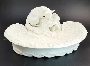 Raro plato inglés Parian Ware “Fox & Rabbit” c1850 - Imagen 1 de 10