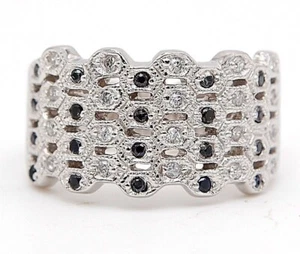 Ring 1 kt behandelter schwarzer Saphir & Topas 925 massiv Sterlingsilber Größe 9 U1-1 - Bild 1 von 3