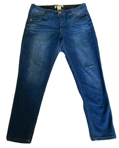 Democracy Jeans Ab Technology Caviglia Crop Leg Denim lavaggio scuro taglia 10 ~ 34”W 27”I - Foto 1 di 10