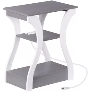 End Table Sofa Table Storage Shelf with USB Ports & Power Outlets for Bedroom - Picture 1 of 24