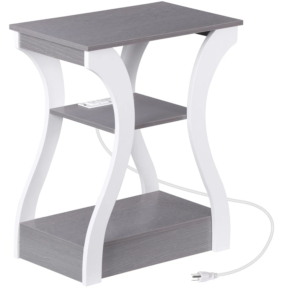 End Table Sofa Table Storage Shelf with USB Ports & Power Outlets for Bedroom - Image 1 of 4
