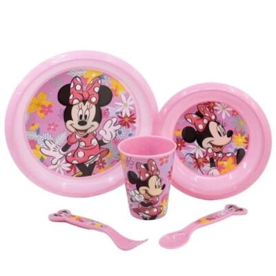 Disney Minnie Mouse Kinder Geschirr-Set 5 teilig Becher Teller Schüssel Besteck - Bild 1 von 2