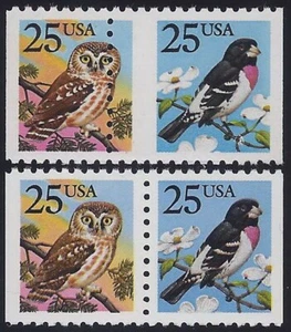 2285d - Scarce Misperf Error / EFO Pair "Owl & Bird" Mint NH - Picture 1 of 1