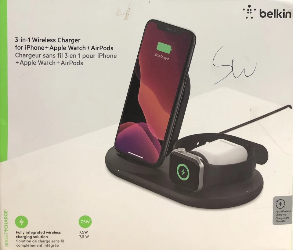 Estación de carga inalámbrica Belkin 3 en 1 para iPhone - negra Foto 1 de 4