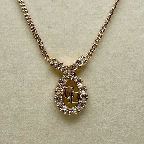 Collana con ciondolo CD nastro cristallo vintage Christian Dior usata