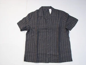 NWT Reyn Spooner Men M Odyssee Gray Camp Shirt YTD 1" Stripe - Picture 1 of 3
