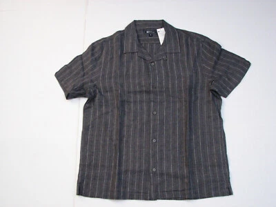 NWT Reyn Spooner Men M Odyssee Gray Camp Shirt YTD 1" Stripe - Image 1 of 3
