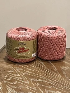 2 Rolls Knit-Cro-Sheen Almond Pink #35 100% Cotton Crochet Thread 150y M 137 - Picture 1 of 5