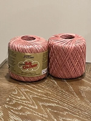 2 Rolls Knit-Cro-Sheen Almond Pink #35 100% Cotton Crochet Thread 150y M 137 - Image 1 of 4