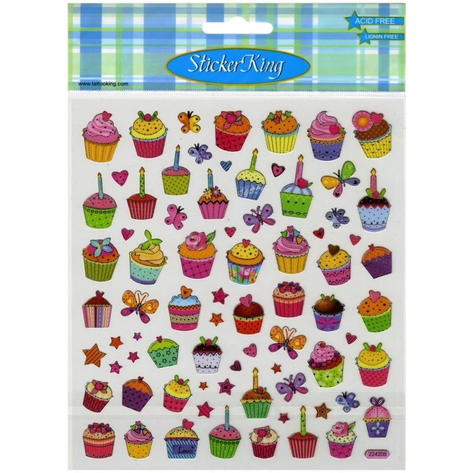 Crafts Stickers Sticker King Sweet Times Cupcakes Candles Butterflies Hearts