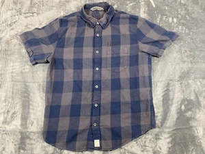 Harley Davidson Plaid Shirt Men’s L Blue Gray Short Sleeve Pocket Button Down - Picture 1 of 9