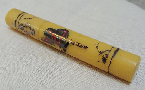 Antique Art Nouveau Silver Decorated Bakelite Needle Case, Holder Cover