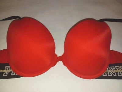 Sutiã Victoria Secret ROSA 34B Wear Everywhere Push Up Sexy Logo listra dourada vermelha - Imagem 1 de 4