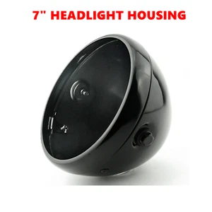 Black Motorcycle 7" LED Headlight housing shell Cafe Racer Scrambler custom BMW - Foto 1 di 4