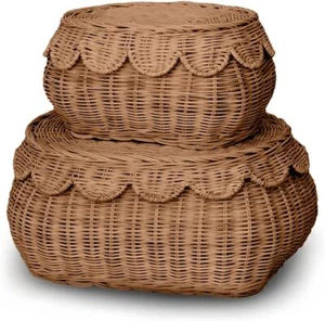 The Original Scalloped Basket Set Of 2 - Small Scallop Basket - 15 x 10 x 6 In - Picture 1 of 6