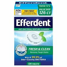 Efferdent Antibacterial Denture Cleanser Fresh & Clean Plus Mint Tablets 126 ct
