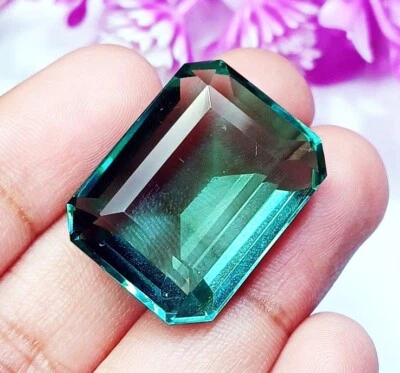 Piedra preciosa suelta corte esmeralda certificada 39,10 quilates amatista verde con regalo gratis Foto 1 de 4