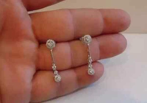 2Ct Round Lab-Created Moissanite Drop & Dangle Earrings 14K White Gold Plated - Picture 1 of 6