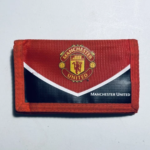MANCHESTER UNITED Men’s Black/Red Nylon Wallet England British Football Soccer Cover