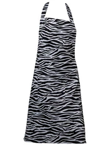 Zebra Print Bib Apron Pocket & Adjustable Ties Fun Novelty Kitchen BBQ Pinny - Picture 1 of 2