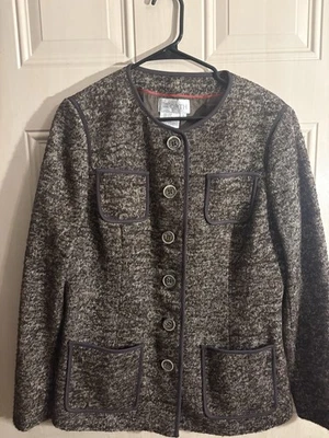 Chaqueta Blazer W BY WORTH Tweed Lino Lana Talla 14 Abotonada Foto 1 de 4