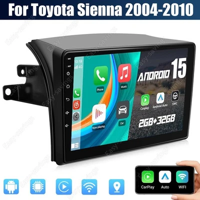 Android 15 Apple CarPlay rádio estéreo carro GPS navegação para Toyota Sienna 2004-2010 - Imagem 1 de 4