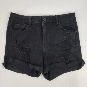 Rue 21 Jrs Damen 12 30 x 3 hohe Taille Distress schwarz Rollmanschette abgeschnitten Jeansshorts - Bild 1 von 13