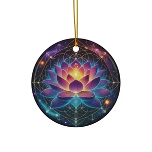 Lotusblume mit heiliger Geometrie Ornament - gedruckt auf Keramik - Bild 1 von 4