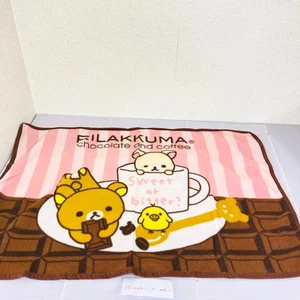 San-X Rilakkuma Korilakkuma Blanket Kiiroitori Chocolate and Coffee Cafe Stripe - Picture 1 of 24