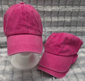 Damen-Baseballmützen rosa 3er-Set niedriges Profil Pferdeschwanz 6 Panel verstellbar - Bild 1 von 6