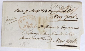Filadelfia--Jamaicano, H. P. Roberts en barco entrante, "John W. Cater" NYC/12-C./1835 - Imagen 1 de 4