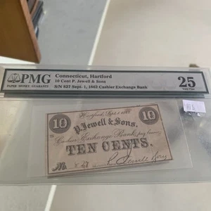 P. Jewell And Sons 10 Cent Fractional Currency United States PMG 25 Very Fine - Picture 1 of 3