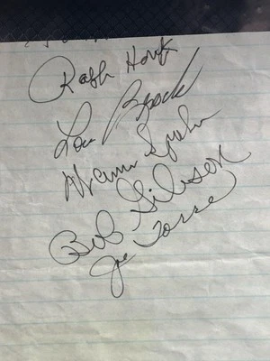 Lou Brock Warren Spahn Bob Gibson Joe Torre Ralph Houk Autograph Signed JSA Cut - Image 1 of 3