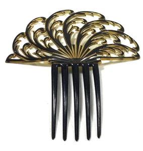 antique hair comb celluloid ladies art deco large fan rare vtg elegant 1920s - Picture 1 of 7