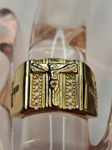 14k Designer 34 Diamonds Cross ring in 14kt gold. Size 7.5 14k Solid Gold - Picture 1 of 24